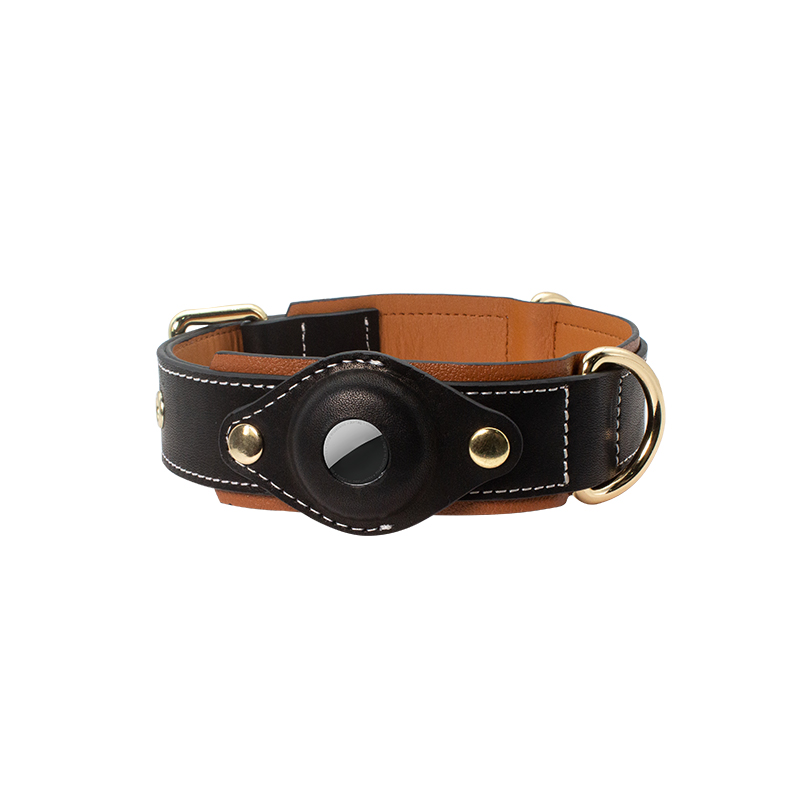 PSP-215 Genuine Leather AirTag Dog Collar